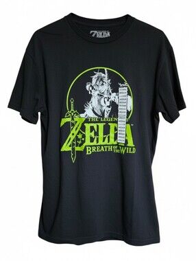 The Legend of Zelda Breath of the Wild Link Graphic Tee Black T‑Shirt Medium